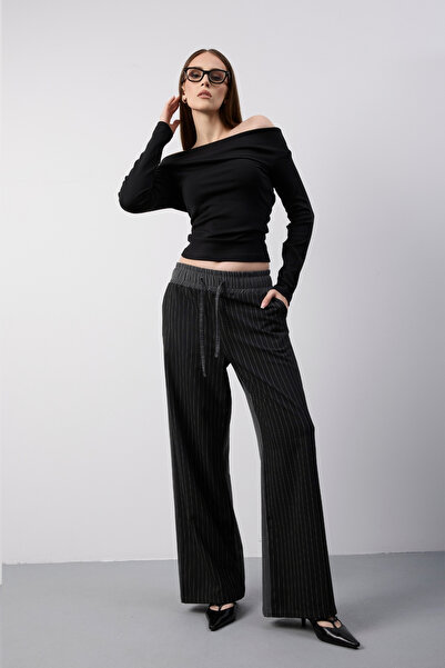 Jardin du Soleil بنطلون تيلا - أسود/رمادي