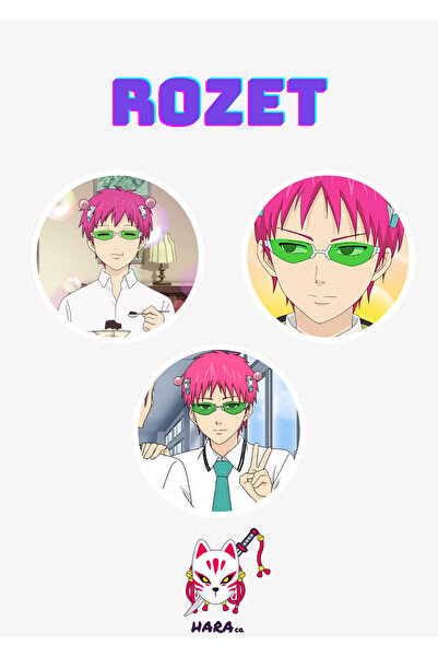 Hara Company Saiki K. Animesi Kusuo Saiki Anime Rozet Seti 3’lü