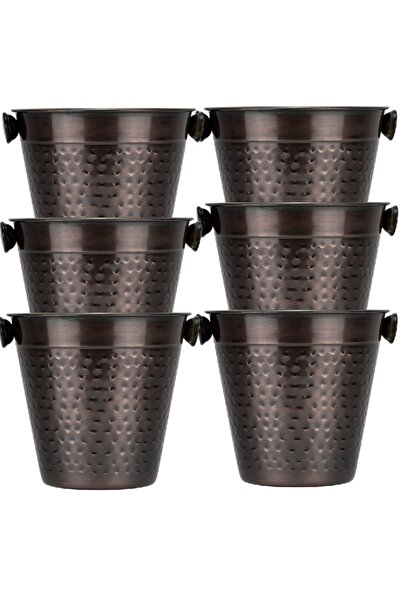 Raki Set of 6 CULINARO RUSTIC ice cream bowls, D14cm, textured metal with antiqued copper look