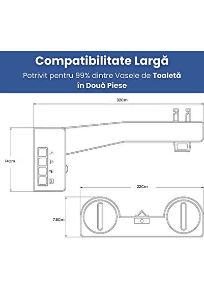SMART GADGETS C&A Bideu Electric Pentru Vas WC, Slim,Alb-Negru