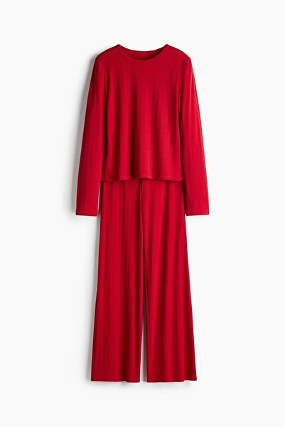H&M Delik Desenli Jarse Pijama Takımı