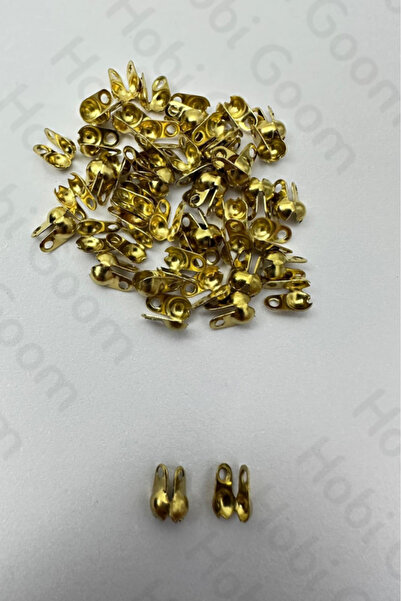 Hobi Goom Takı Yapımı / Üretimi İçin Paslanmaz Çelik Gold Renk Midye Kapama/ Düğüm Gizleme | 50 adet