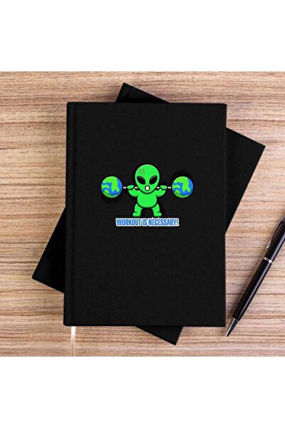 CrowsGate Workout Fitness Animated Black Unlined Canvas Notebook