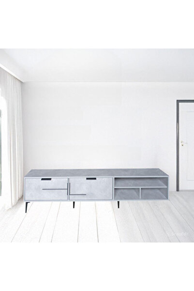Crestj TV Table Inspired by Vintage Style, Gray Color || 180 cm