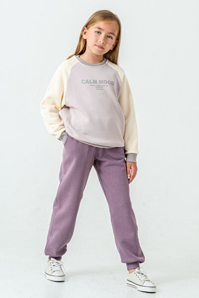 AHENGİM Σετ χειμερινής φόρμας για κορίτσια Calm Mood με στάμπα με 3 κλωστές Ak4209