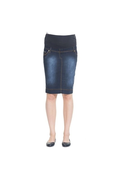 Desen Hamile Giyim Slim Fit Short Jean Maternity Skirt
