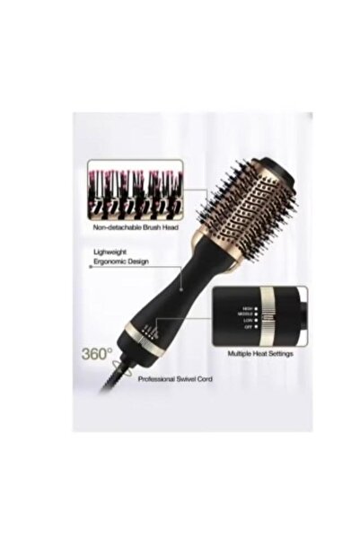 DLC Hair Dryer Comb, 1200W, 360° Rotation, Fast Drying, Curling, Straightening, Negative Ionic Technology