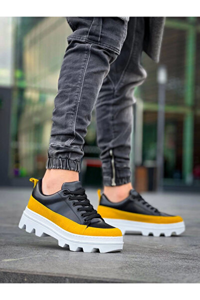 Zerenyus ZRN-056 Tractor Base Μαύρα Κίτρινα Λευκά Αθλητικά Παπούτσια Casual