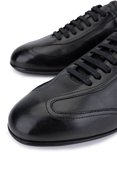 Tamer Tanca Erkek Hakiki Deri Siyah Antik Casual Ayakkabı