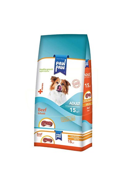 Paw Paw Pawpaw Yetişkin Köpek - Dana Etli (BİFTEKLİ) Kuru Mama 15 Kg
