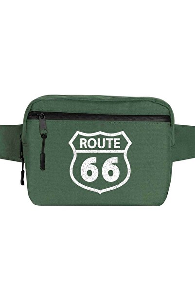 CrowsGate Geantă de talie cu logo Route66 Culoare verde