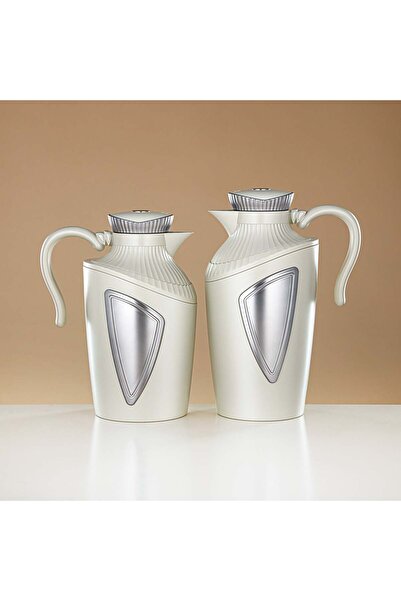 Radin طقم قوارير مفرغة من قطعتين، أبيض مطفي وفضي