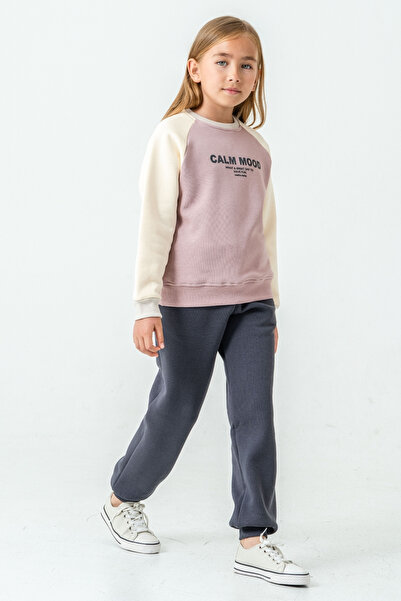 AHENGİM Σετ χειμερινής φόρμας για κορίτσια Calm Mood με στάμπα με 3 κλωστές Ak4209
