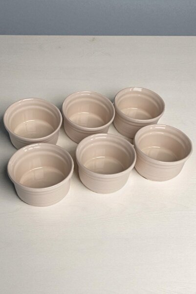 Dore Voir 6 Pieces Ceramic Soufflé Container White Diameter 9 cm
