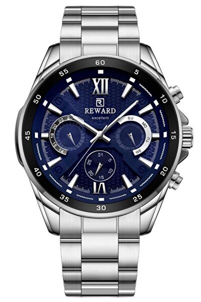 Reward Rwa147243 Navy Blue Dial Steel Band Men's Wristwatch