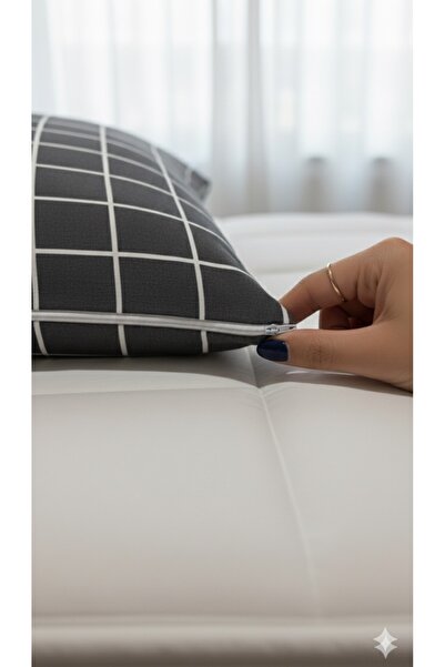 Limon Soft Cotton 2 Pieces Zippered 50X70 Pillowcase Gray Pillowcase Striped Case