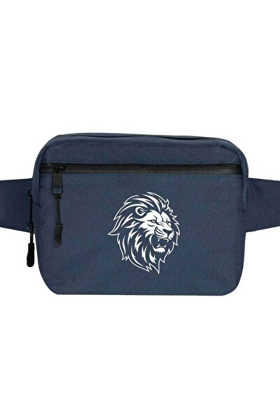 CrowsGate Geantă de talie cu leu alb-negru Culoare bleumarin