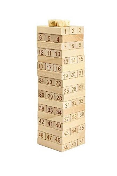 Generic مجموعة مكعبات بناء خشبية مكونة من 51 قطعة لعبة جينغا قوية ومتينة لعمر 5 سنوات فما فوق