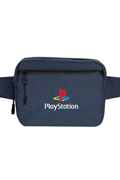 CrowsGate Geantă de talie cu logo Playstation, culoare albă, culoare bleumarin