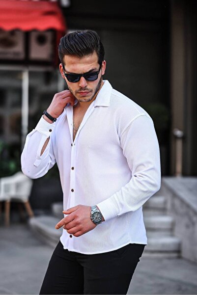 LiewenKlader Men's Shirt Striped Ottoman Slim Fit Modern Shirt