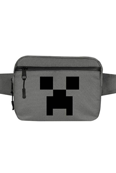 CrowsGate Geantă de talie Mine-craft Creeper Face Culoare gri