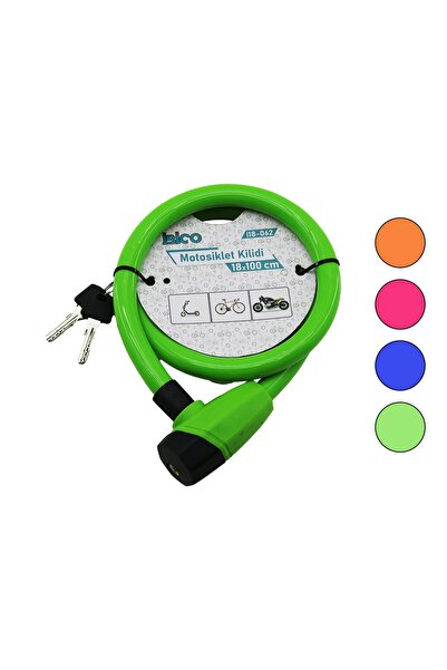 Go İthalat قفل دراجة بسلك فولاذي سميك مع مفتاح - غلاف ملون 18 ملم × 100 سم (4...