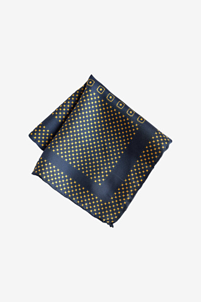 ALTINYILDIZ CLASSICS Чоловіча шовкова хустка синьо-жовтого кольору з візерунком