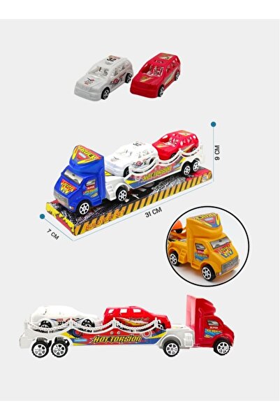 Generic حاوية شاحنة نقل تعمل بالاحتكاك مع سيارتين لعبة للأطفال الأولاد والبنات