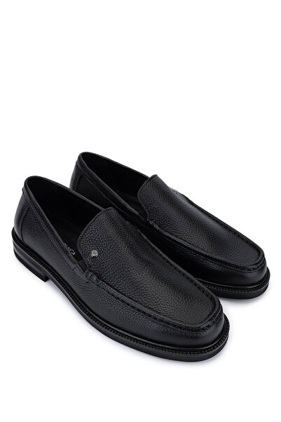 Tamer Tanca Men's Genuine Leather Black Floater Loafer Shoes