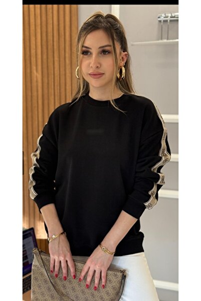 ESNOA سترة نسائية بأكمام مزينة بتفاصيل شريطية وياقة مستديرة، مصنوعة من قماش ع...