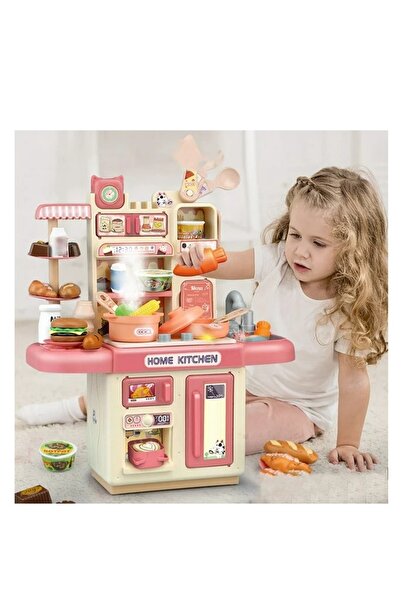 Generic مجموعة ألعاب المطبخ مع الملحقات - مجموعة مطبخ صغيرة مع صوت ضوئي واقعي