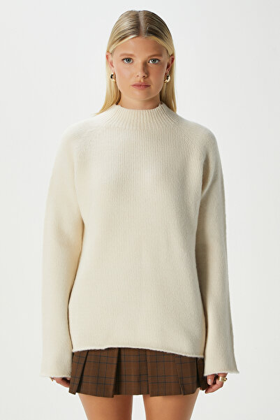 Ritnice Women's Puffy Soft Textured Stone Knitwear Sweater