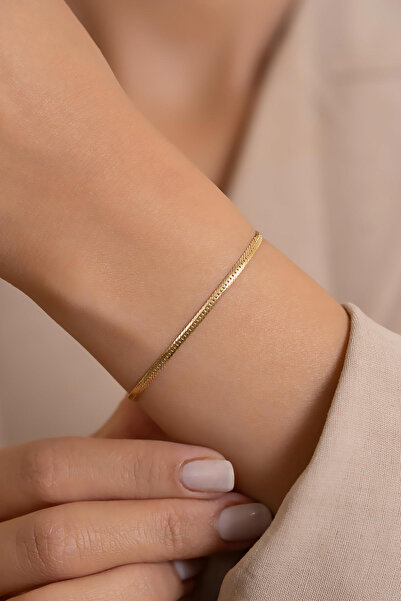 AMES GOLD KUYUMCULUK 14 Ayar Altın Özel Tasarım Ezme Gurmet Bileklik