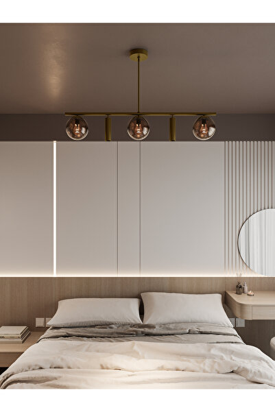 avizade SİENA Eskitme Metal Gövdeli 5’li Modern Avize–3 Bal Cam Küre ve 2 Spo...