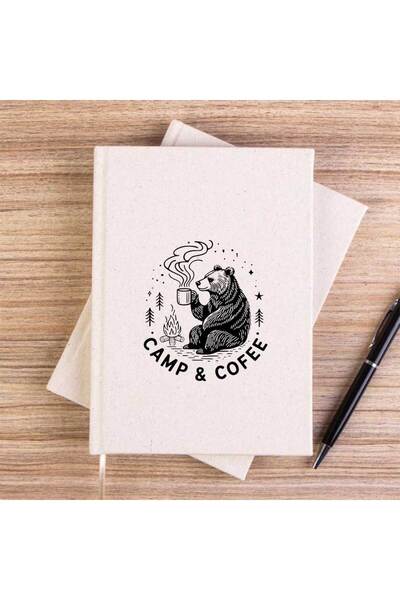 CrowsGate Camp Coffe Bear Cream Unlined Canvas Notebook