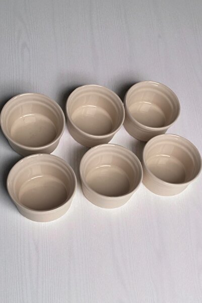 Dore Voir 6 Pieces Ceramic Soufflé Container White Diameter 9 cm