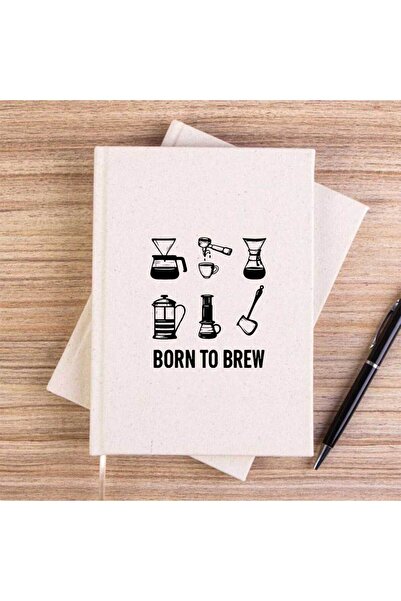 CrowsGate Caiet din pânză fără linii Barista Born To Brew Cream