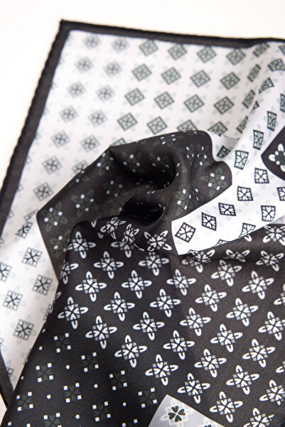 ALTINYILDIZ CLASSICS Men's Black-Khaki Patterned Handkerchief