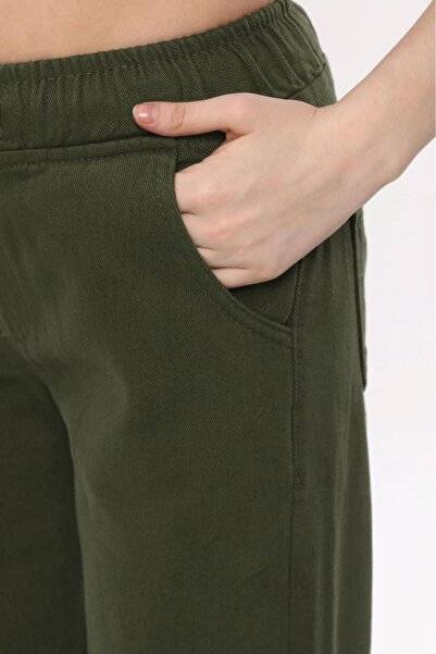 SHEVEGA Women's Khaki Waist with Drawstring Elastic Loose-Leg Pants