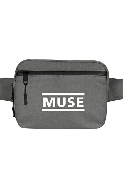 CrowsGate حقيبة خصر بشعار ميوز باللون الرمادي