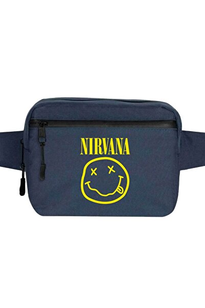 CrowsGate حقيبة خصر بشعار نيرفانا باللون الأزرق الداكن