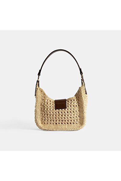 Desa Women's Beige Monogram Logo Shoulder Bag