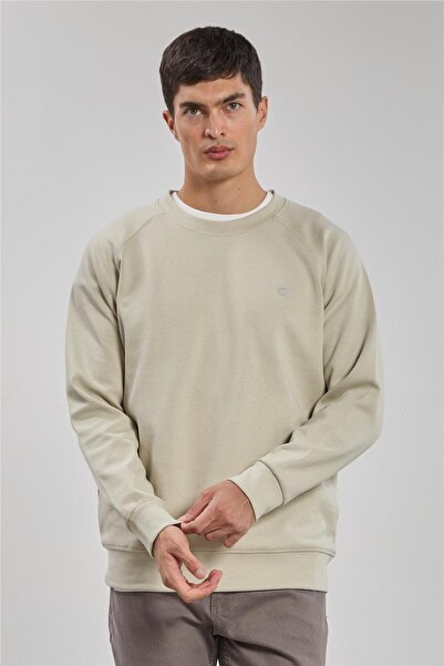 BARRELS AND OIL Erkek Bisiklet Yaka Logolu Sweat - Taş Rengi