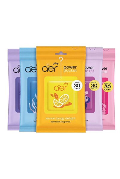 Godrej aer معطر جو باور بوكيت - للحمام والمرحاض يدوم حتى 30 يومًا، عبوة متنوعة من 5 قطع (5