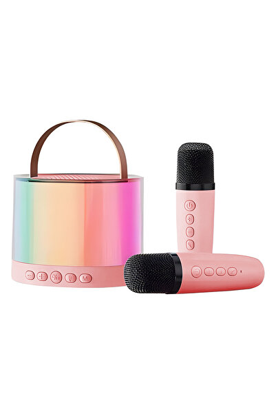 Teno ® Portable Karaoke Speaker, 2 wireless microphones included, karaoke station for parties, pink