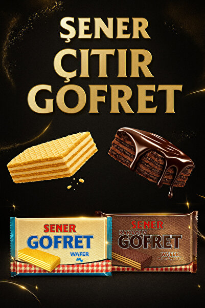 Şener ÇITIR GOFRET SADE GOFRET KAKAOLU GOFRET 2 X 200 GR ATIŞTIRMALIK
