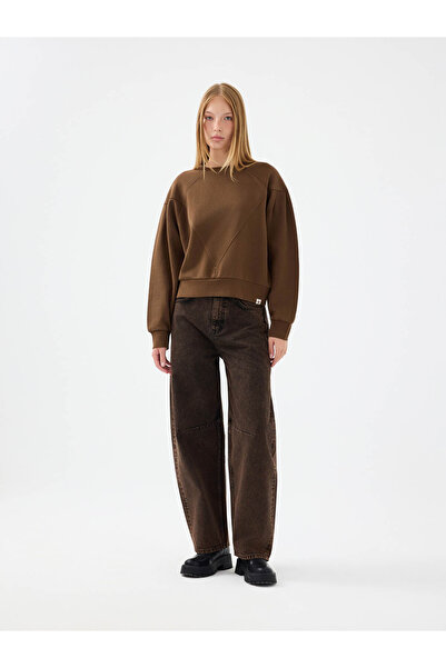Loft Long Crop Brown Women's Sweatshirt Lf2041267