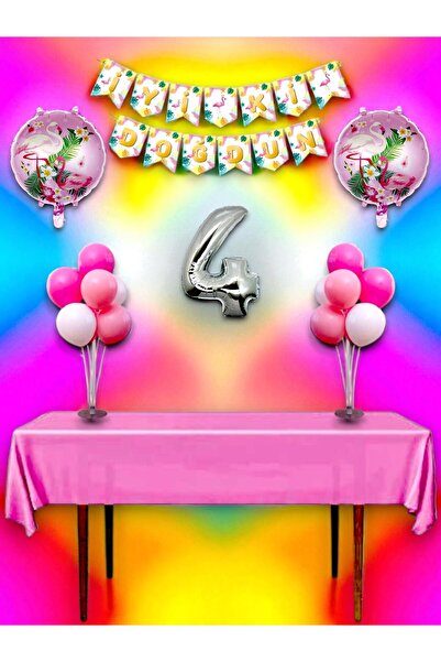 partylady Flamingo Themed 4Th Birthday and Special Event Mega Combination Set