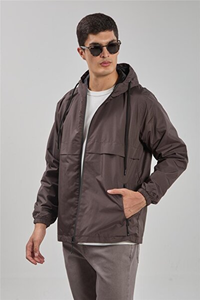 BARRELS AND OIL معطف تقني بقلنسوة للرجال - أنثراسيت