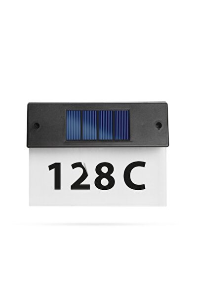FİL Numar Casa Solar LED Alb Rece, Plexiglas 18x20cm, Iluminare Numar Casa, L...